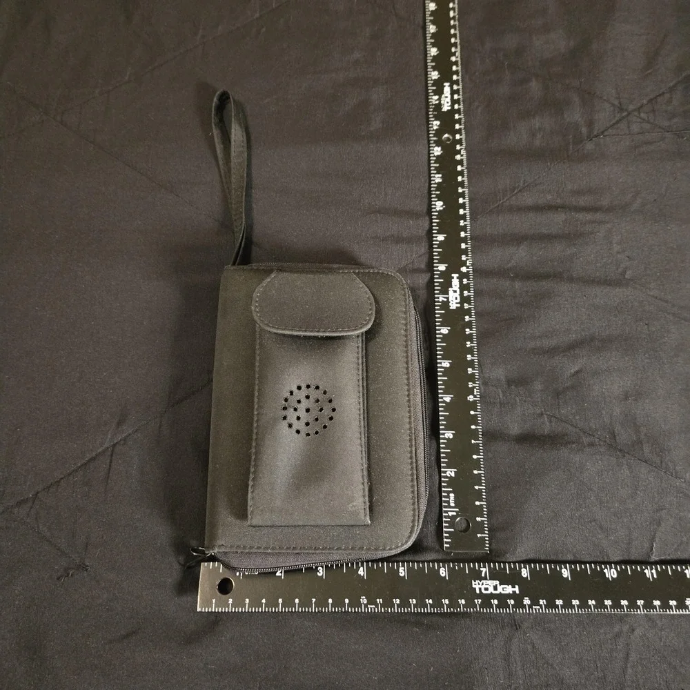Black‎ Small Zippered 6 Ring-Bound Planner Wristlet Faux Leather Phone Pocket